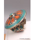 Grosse bague Tibétaine Turquoise Corail ronde Bagues tibétaines bouddhistes GBT8