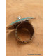 Grosse bague Tibétaine Turquoise Corail ronde Bagues tibétaines bouddhistes GBT8