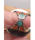 Grosse bague Tibétaine Turquoise Corail ronde Bagues tibétaines bouddhistes GBT8