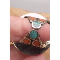 Grosse bague Tibétaine Turquoise Corail ronde Bagues tibétaines bouddhistes GBT8