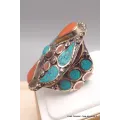 Grosse bague Tibétaine avec pierres fantaisie - Bagues tibétaines bouddhistes