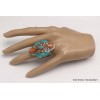Grosse bague Tibétaine avec pierres fantaisie Bagues tibétaines bouddhistes GBT9