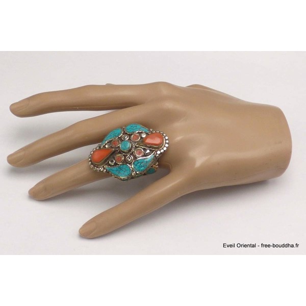 copy of Grosse bague Tibétaine avec pierres fantaisie Bagues tibétaines bouddhistes GBT9