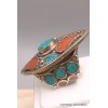 Grosse bague Tibétaine traditionnelle forme ovale Bagues tibétaines bouddhistes GBT11