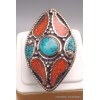 Grosse bague Tibétaine traditionnelle forme ovale Bagues tibétaines bouddhistes GBT11