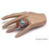 Grosse bague Tibétaine traditionnelle forme ovale Bagues tibétaines bouddhistes GBT11