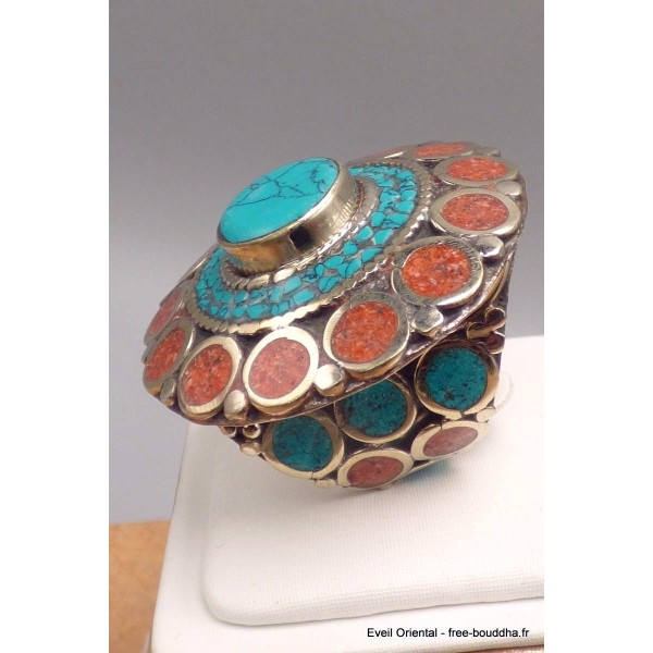 Grosse bague traditionnelle népalaise ronde taille 59/65 Bagues tibétaines bouddhistes GBT13