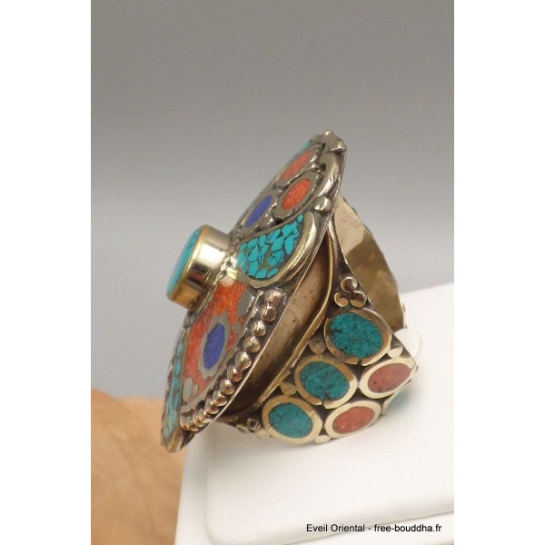 Grande bague traditionnelle népalaise taille 59 à 65 Bagues tibétaines bouddhistes GBT14