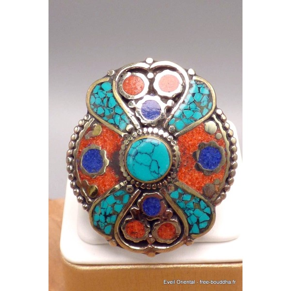 Grande bague traditionnelle népalaise taille 59 à 65 Bagues tibétaines bouddhistes GBT14