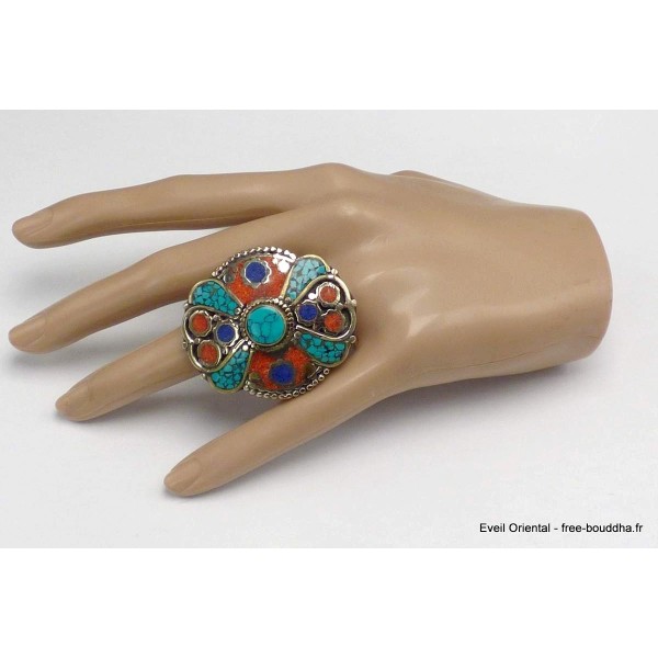 Grande bague traditionnelle népalaise taille 59 à 65 Bagues tibétaines bouddhistes GBT14