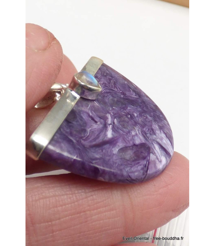 Grand Pendentif Charoite de Russie semi-oval Pendentifs pierres naturelles PU48.6