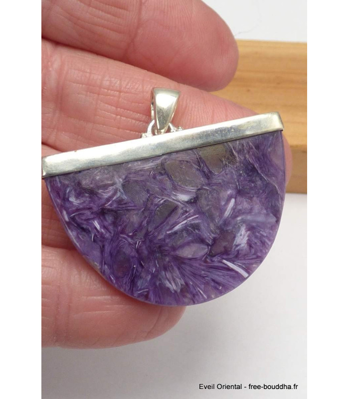 Grand Pendentif Charoite de Russie semi-oval Pendentifs pierres naturelles PU48.6