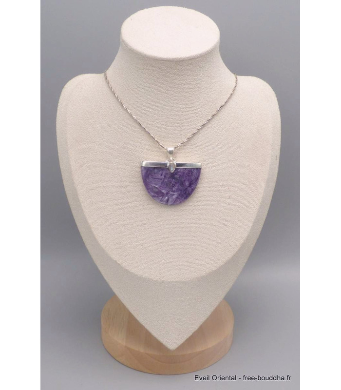 Grand Pendentif Charoite de Russie semi-oval Pendentifs pierres naturelles PU48.6
