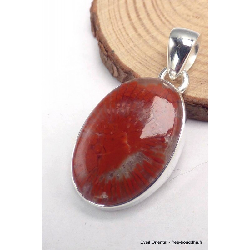 Authentique Corail rouge pendentif oval Bijoux en Corail CWA104.2
