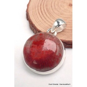 Pendentif en vrai corail rouge forme ronde Bijoux en Corail CWA104.3