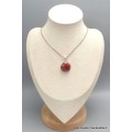 Pendentif en vrai corail rouge forme ronde Bijoux en Corail CWA104.3