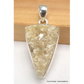 Pendentif argent Lépidolite jaune brute Pendentifs pierres naturelles CWA29