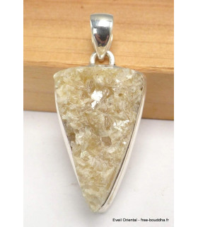 Pendentif argent Lépidolite jaune brute Pendentifs pierres naturelles CWA29