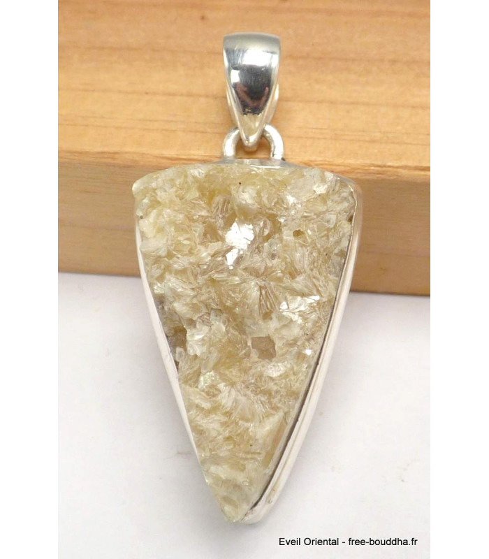 Pendentif argent Lépidolite jaune brute Pendentifs pierres naturelles CWA29