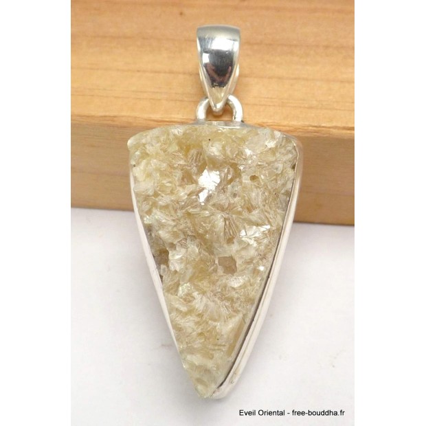 Pendentif argent Lépidolite jaune brute Pendentifs pierres naturelles CWA29