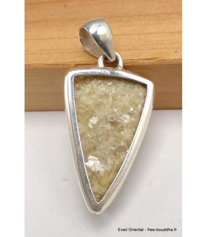 Pendentif argent Lépidolite jaune brute Pendentifs pierres naturelles CWA29
