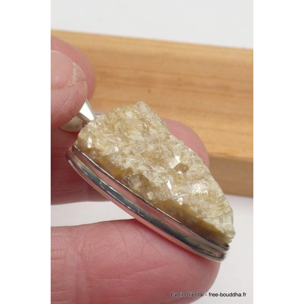 Pendentif argent Lépidolite jaune brute Pendentifs pierres naturelles CWA29