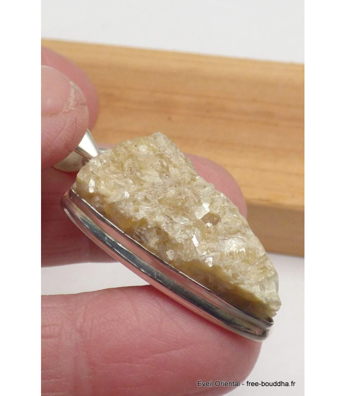 Pendentif argent Lépidolite jaune brute Pendentifs pierres naturelles CWA29