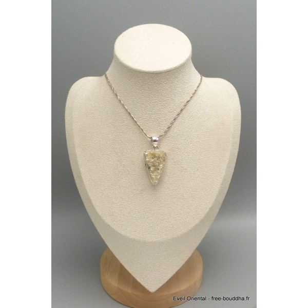 Pendentif argent Lépidolite jaune brute Pendentifs pierres naturelles CWA29