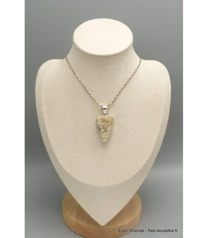 Pendentif argent Lépidolite jaune brute Pendentifs pierres naturelles CWA29