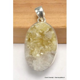 Pendentif argent oval Lépidolite jaune brute Bijoux en Lepidolite CWA29.1