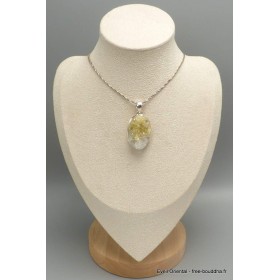 Pendentif oval en Lépidolite jaune brute Bijoux en Lépidolite jaune CWA29.2