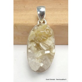 Pendentif oval en Lépidolite jaune brute Bijoux en Lépidolite jaune CWA29.2