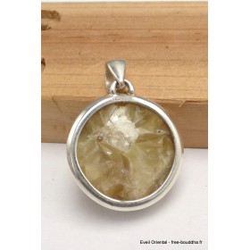 Pendentif rond en Lépidolite jaune brute Bijoux en Lépidolite jaune CWA29.3