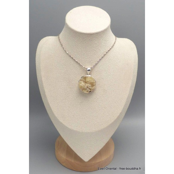 Pendentif rond en Lépidolite jaune brute Bijoux en Lépidolite jaune CWA29.3