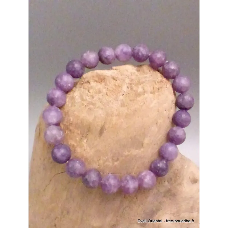 Bracelet mala tibétain en Lépidolite - Bracelet en perles et Pierres naturelles