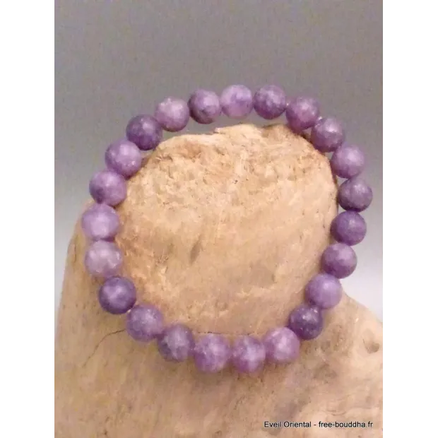 Bracelet mala tibétain en Lépidolite - Bracelet en perles et Pierres naturelles