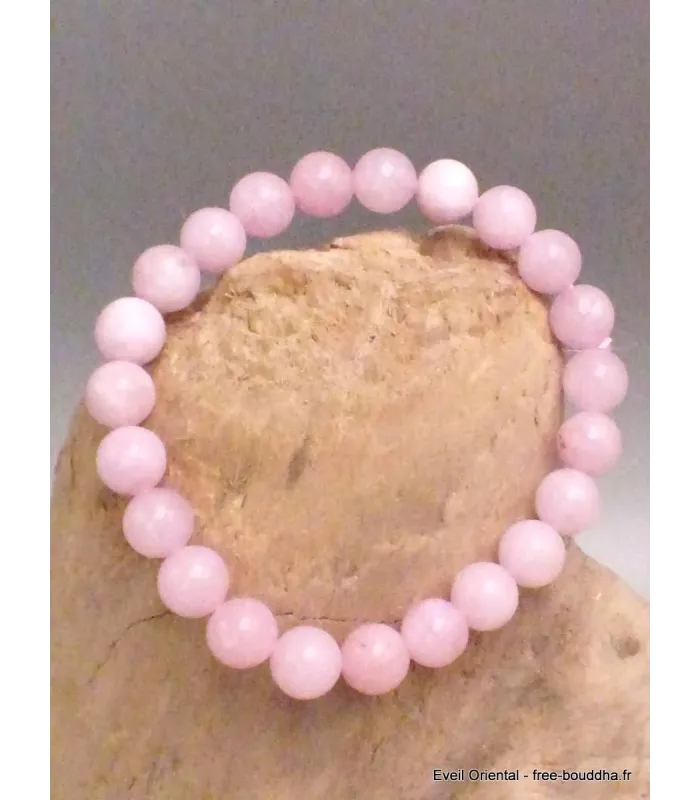 Bracelet mala tibétain en Kunzite rose - Bracelet en perles et Pierres naturelles
