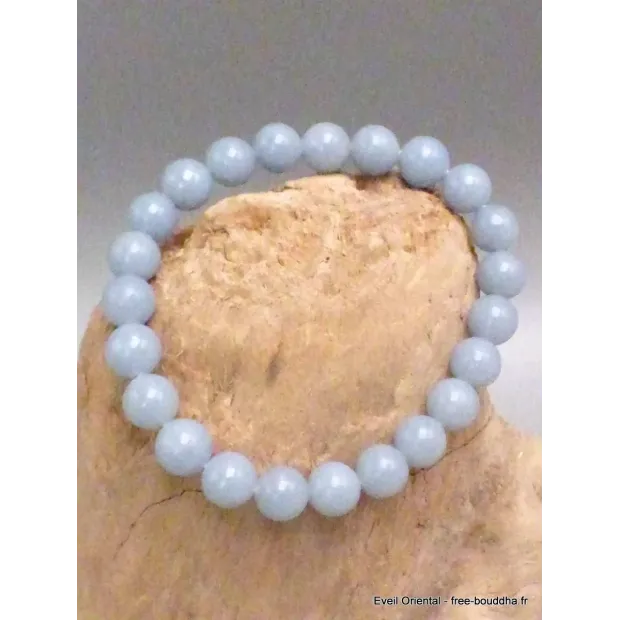 Bracelet mala tibétain en Angélite bleue - Bracelet en perles et Pierres naturelles