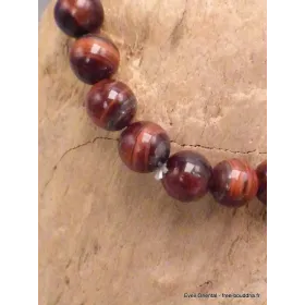 Bracelet mala tibétain Oeil de Tigre rouge - Bracelet en perles et Pierres naturelles