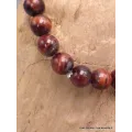 Bracelet mala tibétain Oeil de Tigre rouge - Bracelet en perles et Pierres naturelles