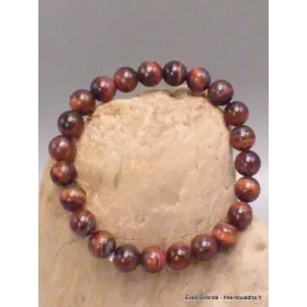 Bracelet mala tibétain Oeil de Tigre rouge - Bracelet en perles et Pierres naturelles