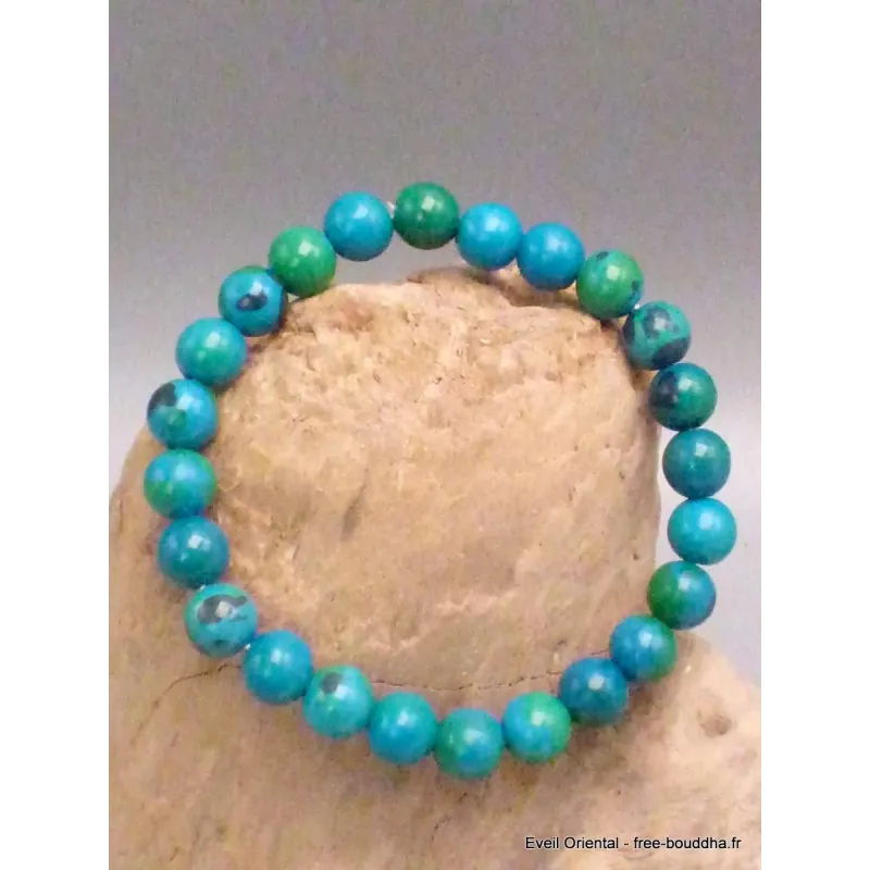 Bracelet tibétain mala en Chrysocolle - Bracelet en perles et Pierres naturelles