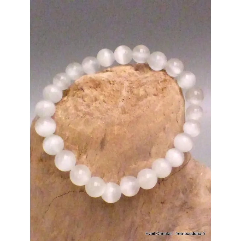 Bracelet tibétain mala en Sélénite - Bracelet en perles et Pierres naturelles