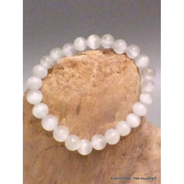 Bracelet tibétain mala en Sélénite - Bracelet en perles et Pierres naturelles
