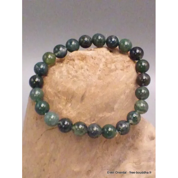 Bracelet mala tibétain en Agate Mousse - Bracelet en perles et Pierres naturelles