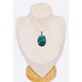 Gros pendentif en Malachite sur Chrysocolle naturelle Pendentifs pierres naturelles CWA108