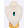 Pendentif oval en Malachite sur Chrysocolle naturelle Pendentifs pierres naturelles CWA108.1