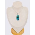 Pendentif rectangulaire en Malachite sur Chrysocolle naturelle Pendentifs pierres naturelles CWA108.2