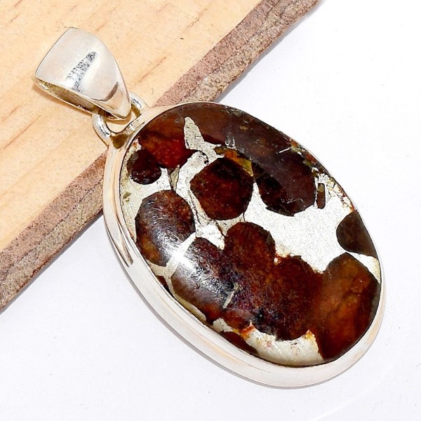 Pendentif en Pallasite (météorite) forme ovale Pendentifs pierres naturelles CWA55.1