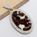 Pendentif en Pallasite (météorite) forme ovale Pendentifs pierres naturelles CWA55.1